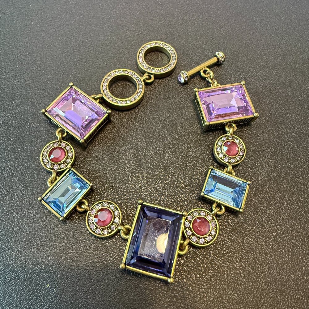 Vintage Heidi Daus 7.5 – 9in. Toggle Bracelet – Beautiful large light/dark purpl